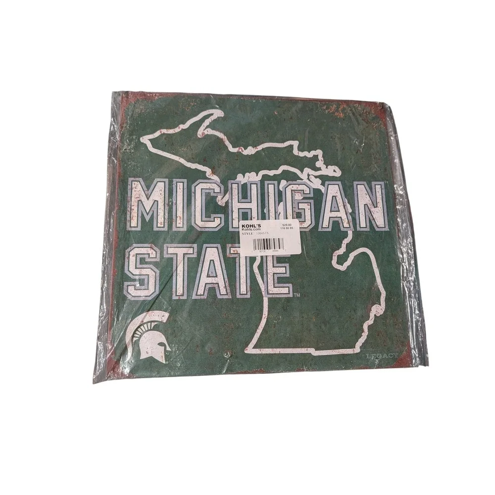 Legacy Michigan State Spartans MSU Distressed Wall Art Sign Green White 1004STS